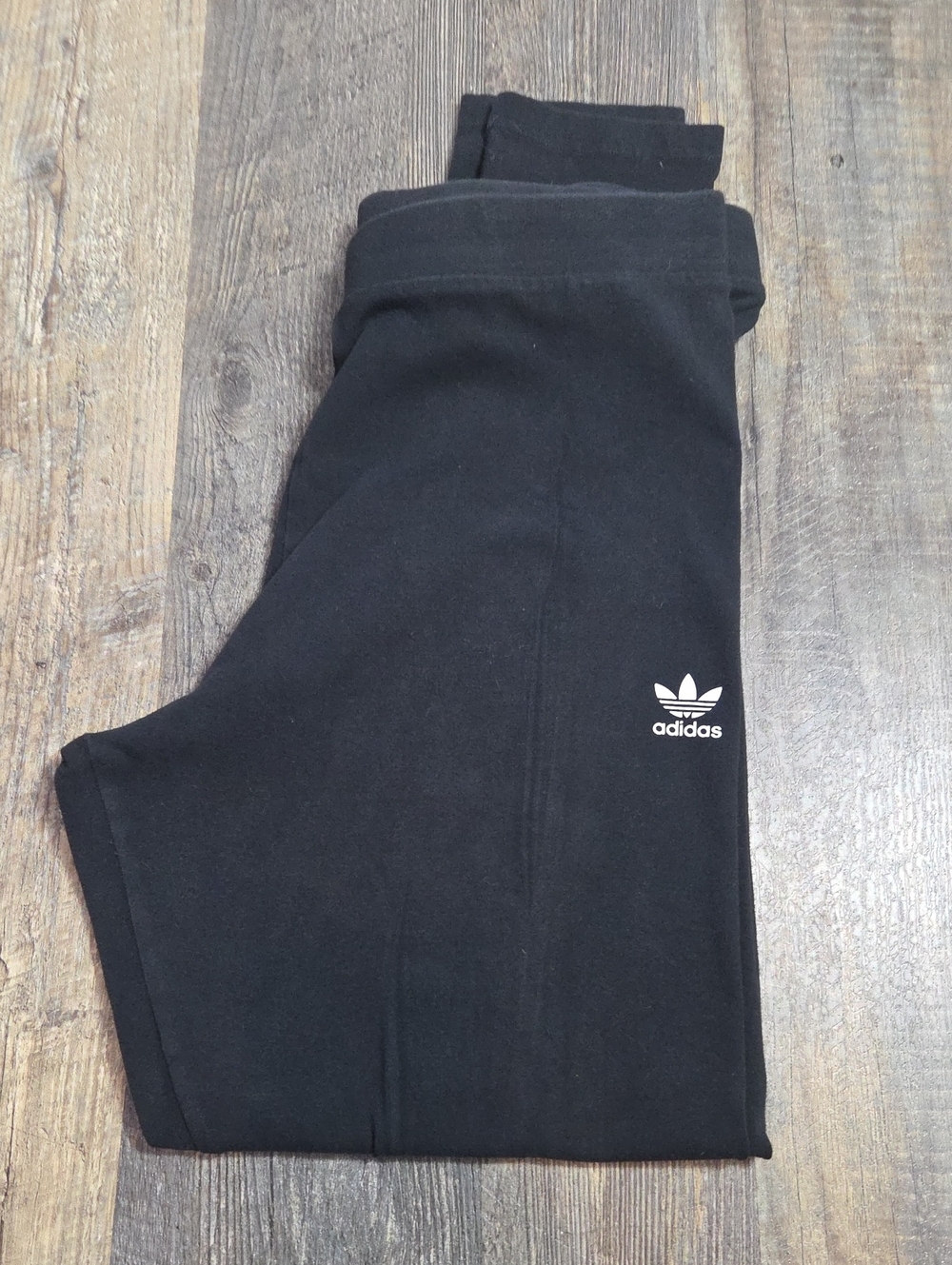 Adidas Black Cotton Leggings with White Trefoil Logo